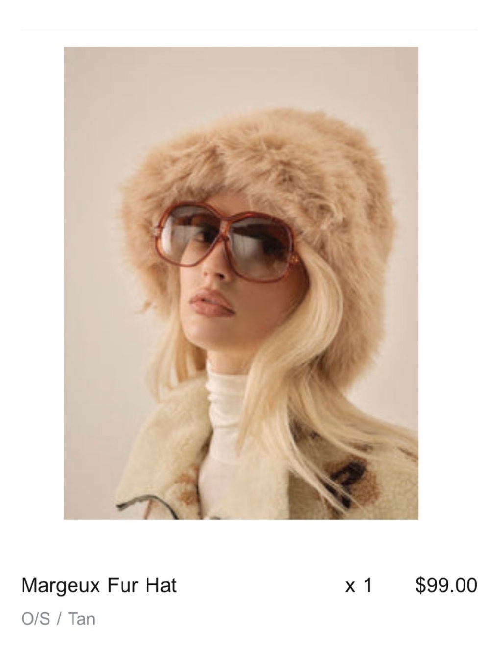 For Love and Lemons Margeux Tan Faux Fur Hat - Women’s Winter Accessory